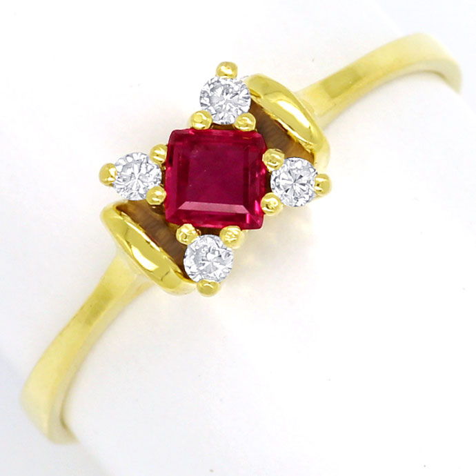 Foto 2 - Diamanten-Ring mit Spitzen Rubin im Carree Schliff, 14K, R8464